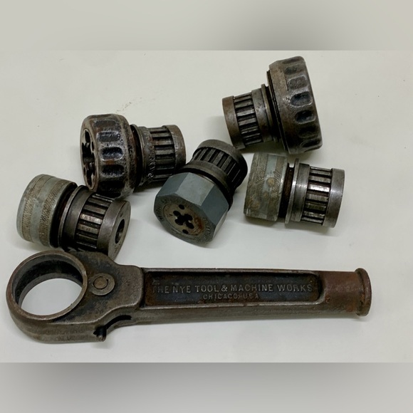 NYE Machine Works Chicago P650 No. 55 Triad 1/8-1 Vtg Pipe Threading Tool Set - Picture 10 of 13
